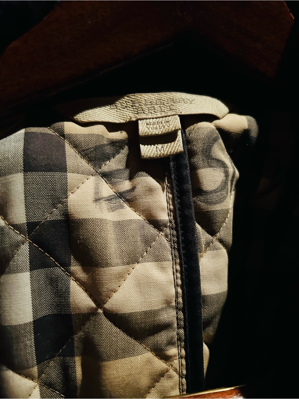 BURBERRY BRIT Quilted Black Jacket Coat Blazer Nova Check Lined Size M - Picture 5 of 5